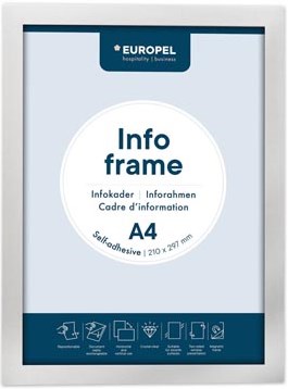 Europel zelfklevend kader ft A4, zilver, pak van 2 stuks