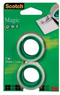 Scotch® plakband Magic  Tape ft 19 mm x 7,5 m, blister met 2 rolletjes