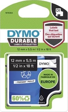 Dymo D1 duurzame tape 1978364 12mm zwart op wit