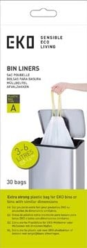 Afvalzak EKO MDPE type A met trekband 35x40cm 3-6L wit