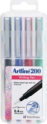 Artline 200 fineliner, etui van 4 stuks, assorti