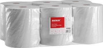 Handdoekrol Katrin centerfeed 1-laags wit medium 300mx178mm