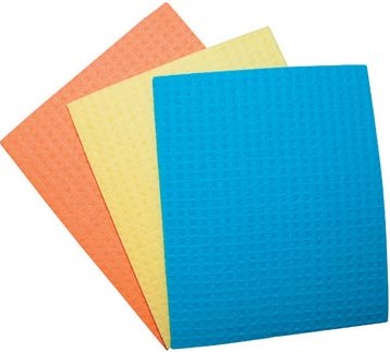 Sponsdoekjes 16 x 18 cm geassorteerde kleuren pak van 3 stuks