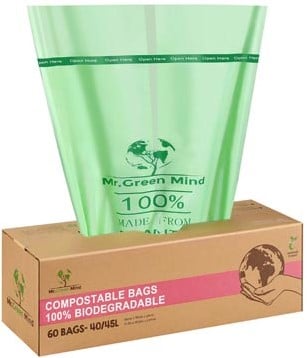 Mr. Green Mind vuilniszakken Bio 40-45 liter groen doos van 60 stuks
