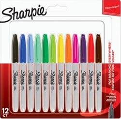 Sharpie permanente marker fijn blister van 12 stuks in geassorteerde kleuren