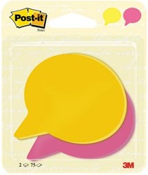 Post-it Notes, 2x 75 vel, ft 71 x 73 mm, tekstballon, neongeel en power roze