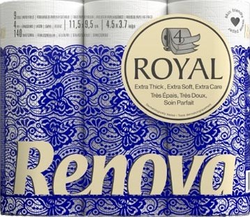 Toiletpapier 4-laags, 140 vel, pak van 63 rollen Renova Green