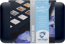 Van Gogh aquarelverf, pocketbox met 12 napjes, metallic- en interference kleuren