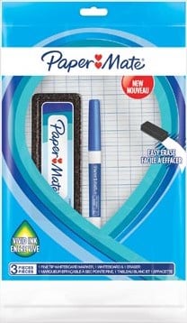 Dunne whiteboard stiften PaperMate set van 3 stuks blauw