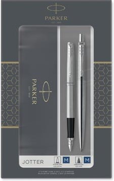 Balpen en vulpen Parker Jotter Steel CT