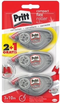 Pritt correctieroller Compact Flex 4,2 mm x 10 m blister 2 + 1 gratis