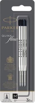 Parker Quinkflow vulling voor balpen, medium, zwart, blister met 3 stuks