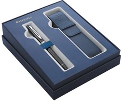 Waterman giftbox vulpen Expert black met palladium detail + blauw penzakje