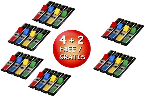 Indextabs 3M Post-it 6834 11.9mmx43.1mm helder 3+1 gratis assorti-2