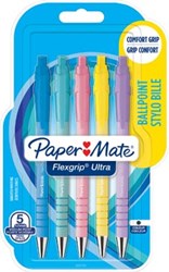 Balpen Papermate Flexgrip pastelkleurige pennenset schrijfkleur zwart