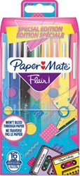 Fineliner Paper Mate Flair retro medium assorti blister à 16 stuks