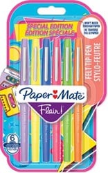 Fineliner Paper Mate Flair retro medium assorti blister à 6 stuks