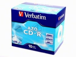 VERBATIM CDR80 700MB 52x (10) JC 43327 jewel case crystal surf