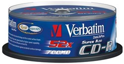 VERBATIM CDR80 700MB 52x (25) SP 43352 spindle crystal