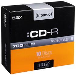 INTENSO CDR80 700MB 52x IW (10) SC 1801622 Slim Case inkjet printable