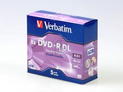 VERBATIM DVD+R DL 8.5GB 8x (5) JC 43541 jewel case matt silver