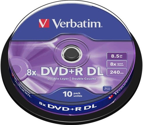 VERBATIM DVD+R DL 8.5GB 8x (10) SP 43666 spindle  matt silver