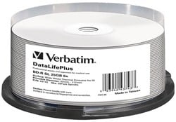 VERBATIM BD-R 25GB 6x TW (25) CB WORM 43743 blu-ray cake box thermo printable