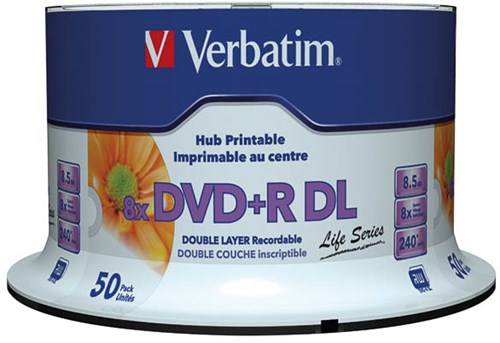 VERBATIM DVD+R 8.5GB DL 8x (50) CB 97693 cake box inkjet printable