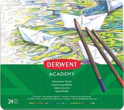 Derwent aquarelpotlood Academy , blik van 24 stuks in geassorteerde kleuren