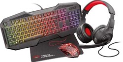 Trust GXT 1180RW 4-in-1 Gaming Set met headset, toetsenbord (qwerty), muis en muismat