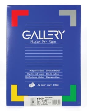 Gallery universele etiketten  38,1 x 21,2mm 65 etiketten per vel