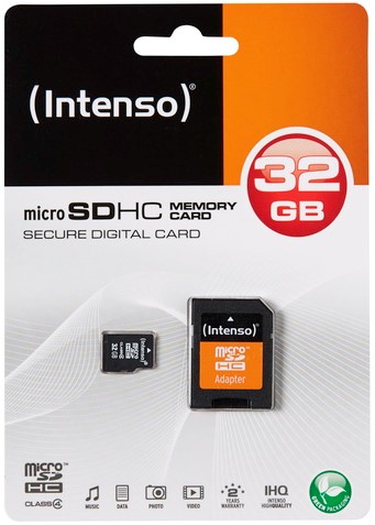 Micro sd kaart 32GB Intenso met adapter