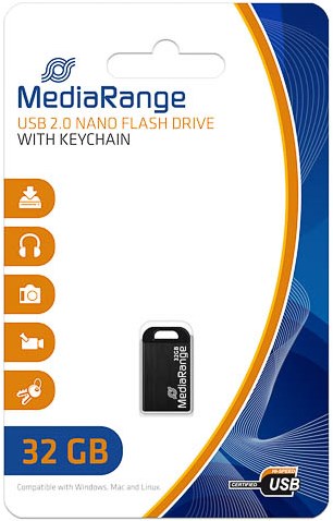 MEDIARANGE NANO FLASH DRIVE 32GB MR922 USB 2.0 black