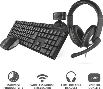 Trust Qoby 4-in-1 Home Office Set met Webcam, headset, toetsenbord (azerty) en muis-2