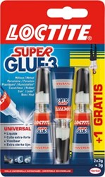 Loctite secondelijm Super Glue Universal, 2 + 1 gratis, op blister