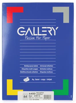 Gallery universele etiketten  48,3 x 16,9mm 64 etiketten per vel
