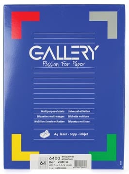 Gallery universele etiketten  48,3 x 16,9mm 64 etiketten per vel