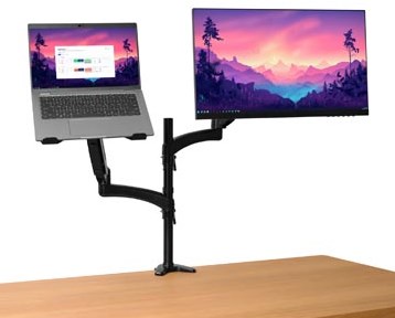 Trust Mara monitorarm dubbele arm met 1 laptoparm zwart-2