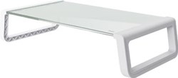Monitorstandaard Trust Monta gehard glas wit met opbergruimte 41 x 22 cm