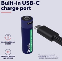 Trust USB-C herlaadbare batterijen AA, blister van 2 stuks-3