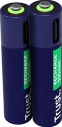 Trust USB-C herlaadbare batterijen AAA, blister van 2 stuks