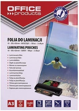 Office Products lamineerhoes A3  160 micron (2 x 80 micron)  pak van 100 stuks