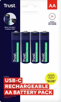 Trust USB-C herlaadbare batterijen AA, blister van 4 stuks-2