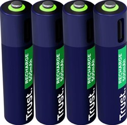 Trust USB-C herlaadbare batterijen AAA, blister van 4 stuks