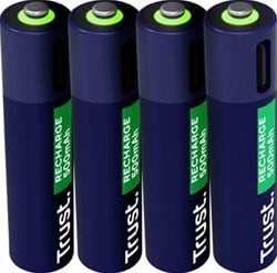 Trust USB-C herlaadbare batterijen AAA, blister van 4 stuks