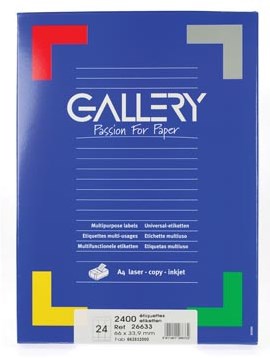 Gallery universele etiketten  66 x 33,9mm 24 etiketten per vel