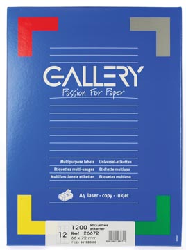 Gallery universele etiketten  66 x 72mm 12 etiketten per vel