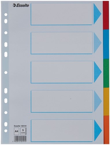 Tabbladen Esselte A4 11R karton 5-delig met voorblad