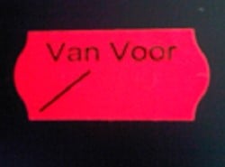 Etiket 2612 fluorrood perm VAN VOOR