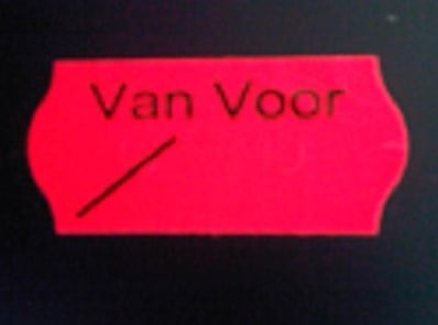Etiket 2612 fluorrood perm VAN VOOR